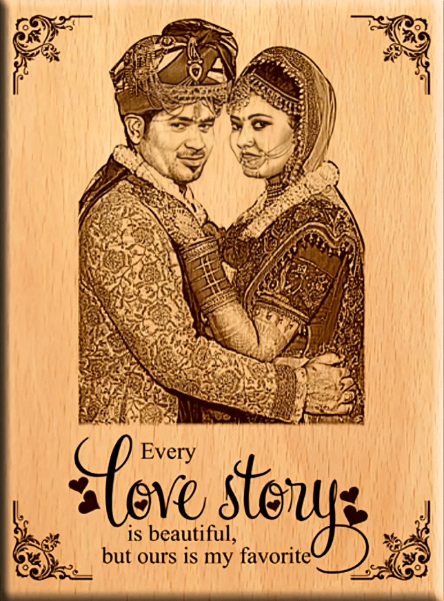 Wedding Anniversary Special Personalize Wooden Engraved Photo Plaque for him/her